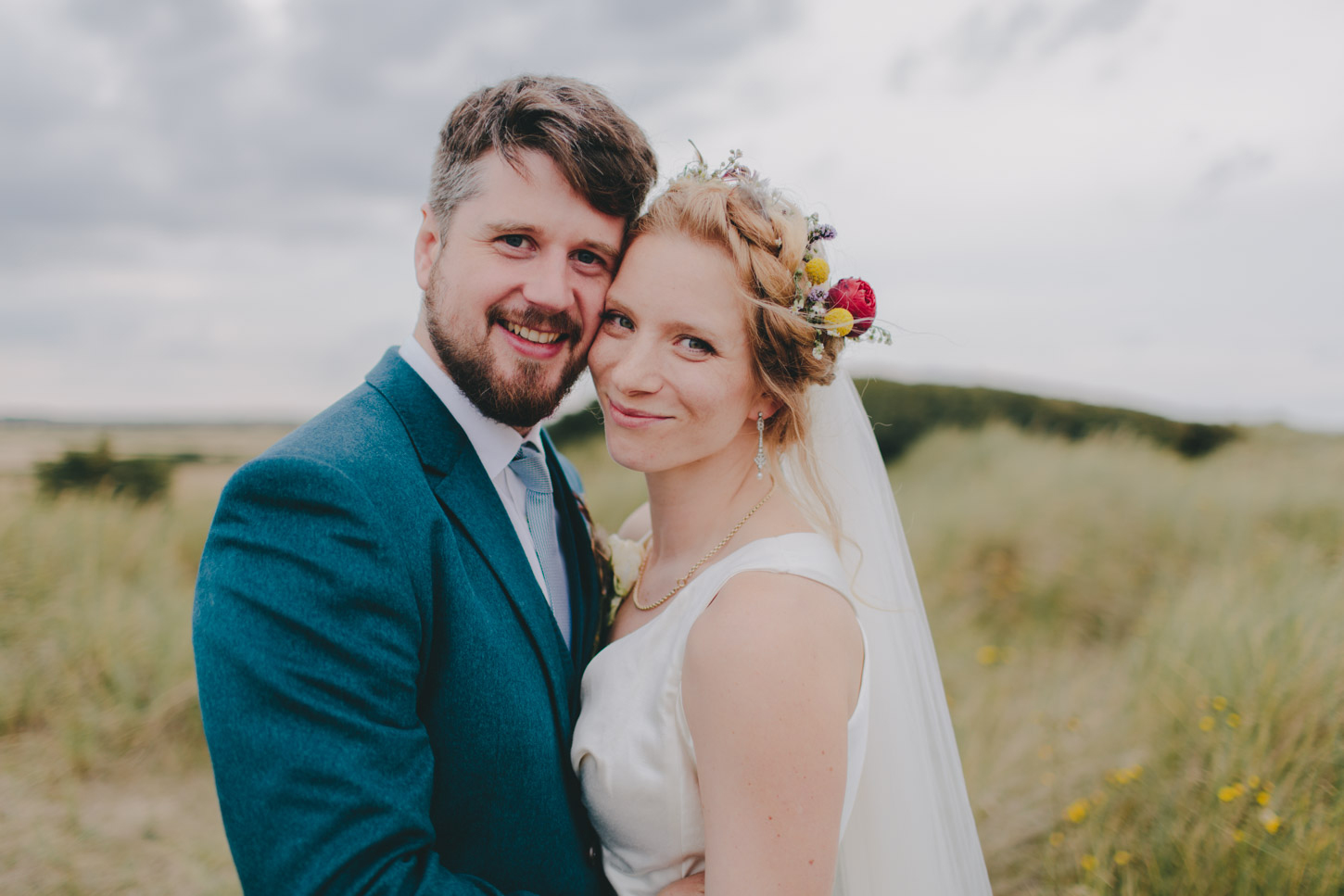 norfolk wedding photograph of bride and groom in Dunes